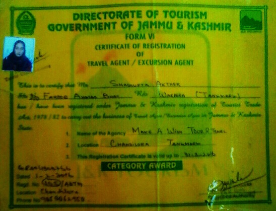 Regestered travel agent Gulmarg Kashmir India